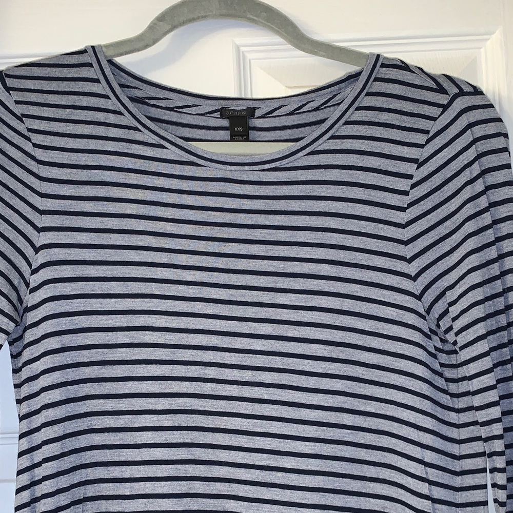 J. Crew Striped Crewneck Tee in Navy and Light Gray, XXS, never worn